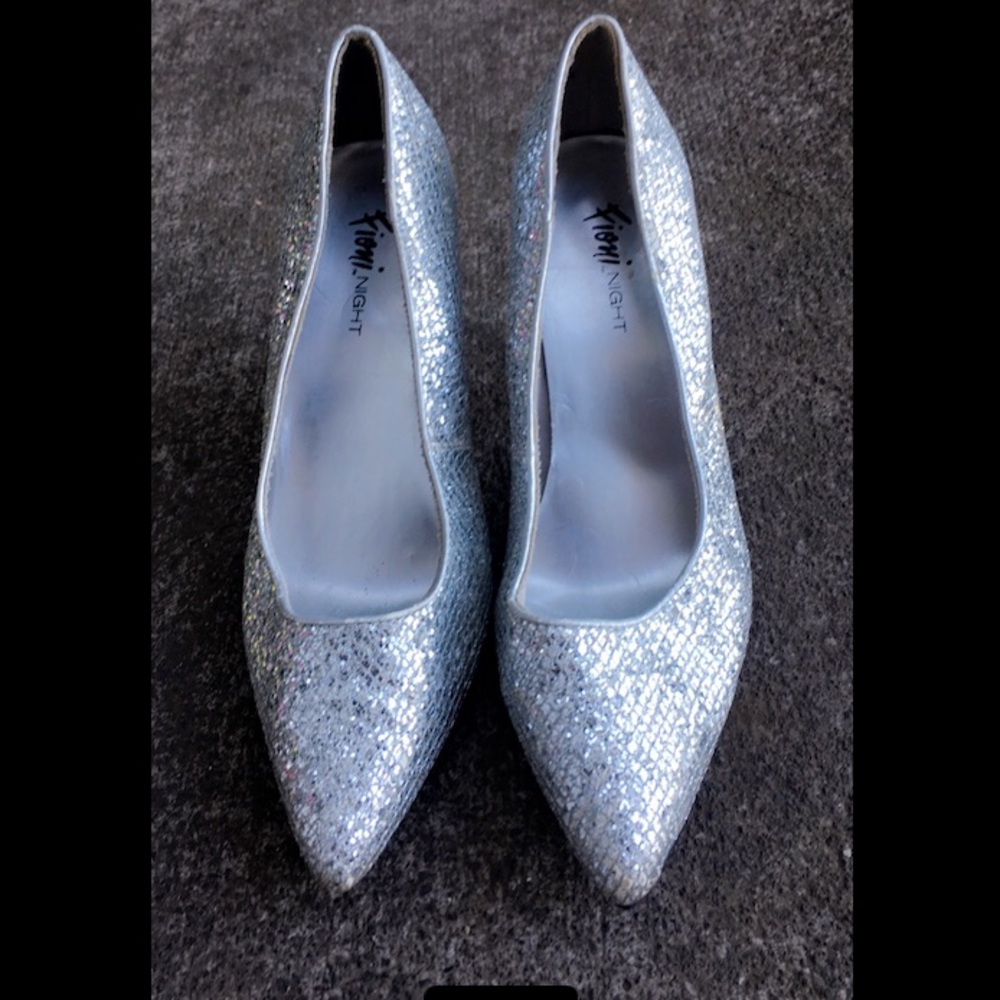 Sparkly silver heels